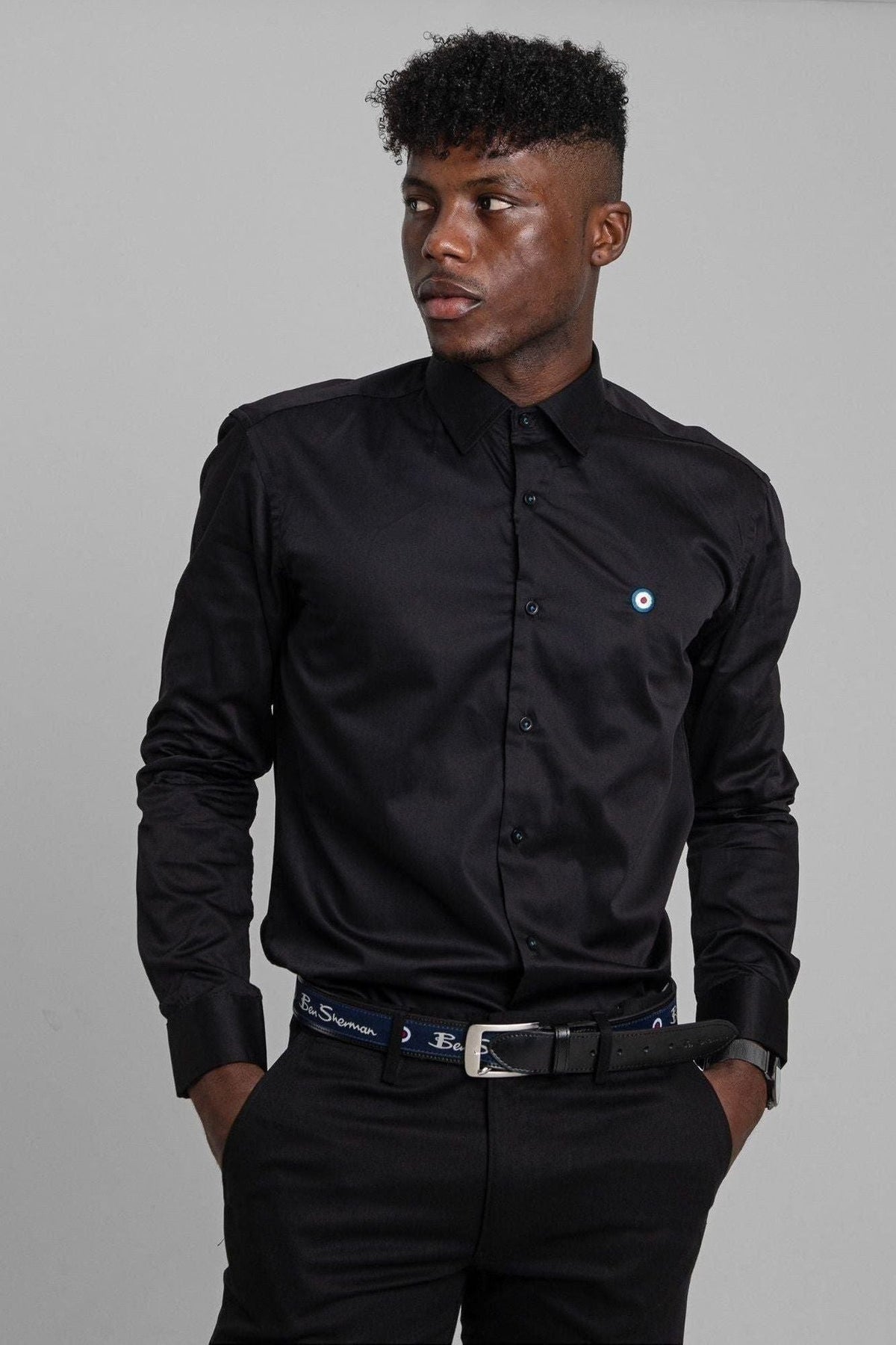 Ben Sherman Mens Target L/S Shirt Black