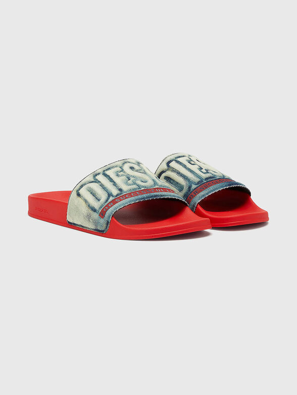 Diesel Mens Sa-Mayemi Denim And Red Slides