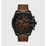 Diesel Mens Mega Chief Slim Leather Watch In Brown/Black Brown Dial