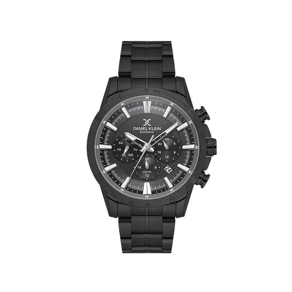 Danile Klein Mens Gunmetal Dial Watch In Black