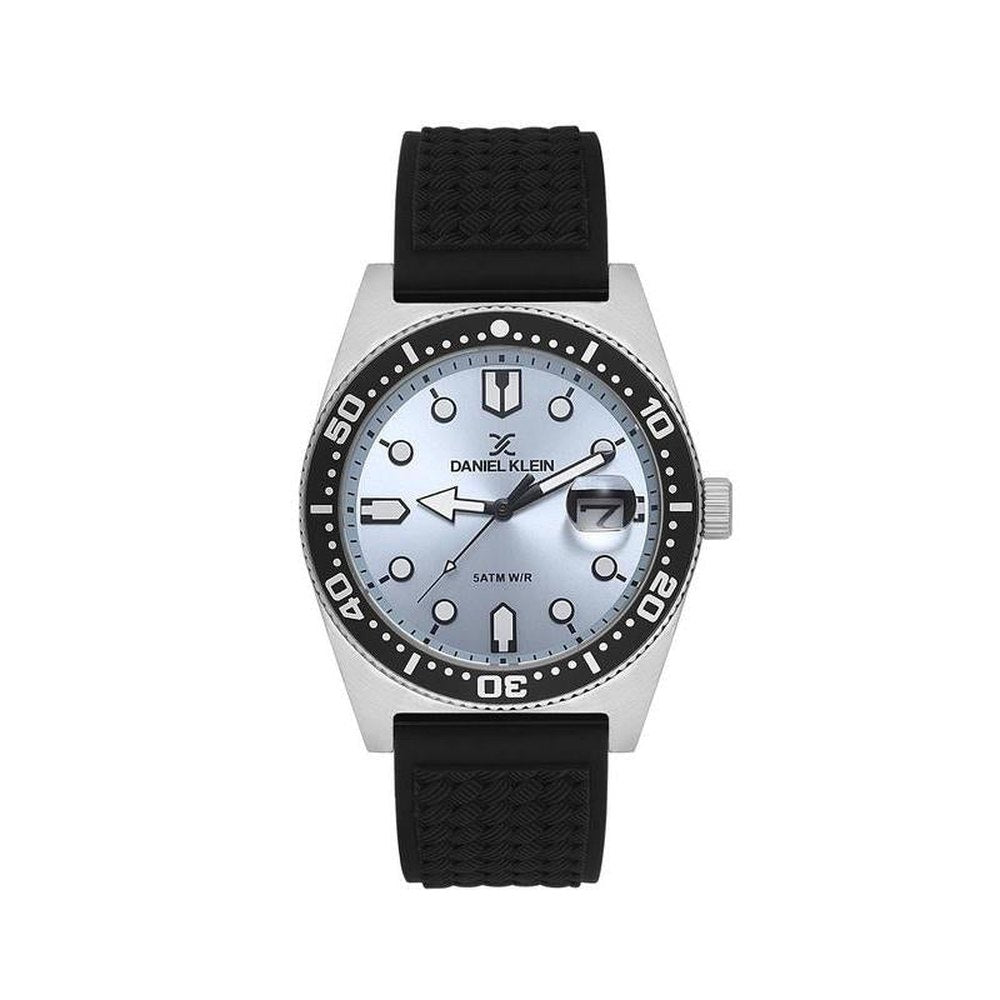 Daniel Klein Mens Light Blue Dial Watch In Black