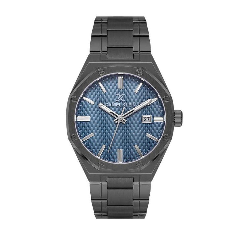Daniel Klein Mens Blue Dial Watch In Gunmetal