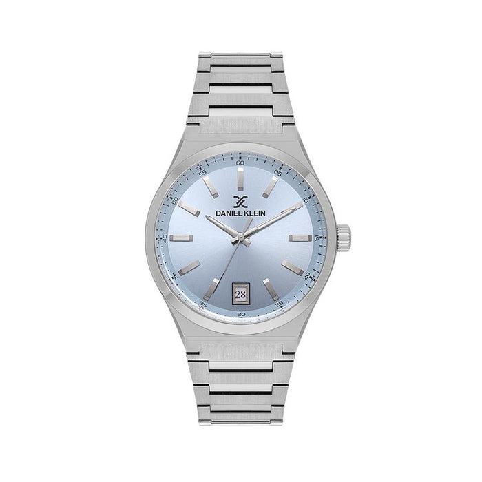 Daniel Klein Mens Silver Watch With Ice Blue Dial