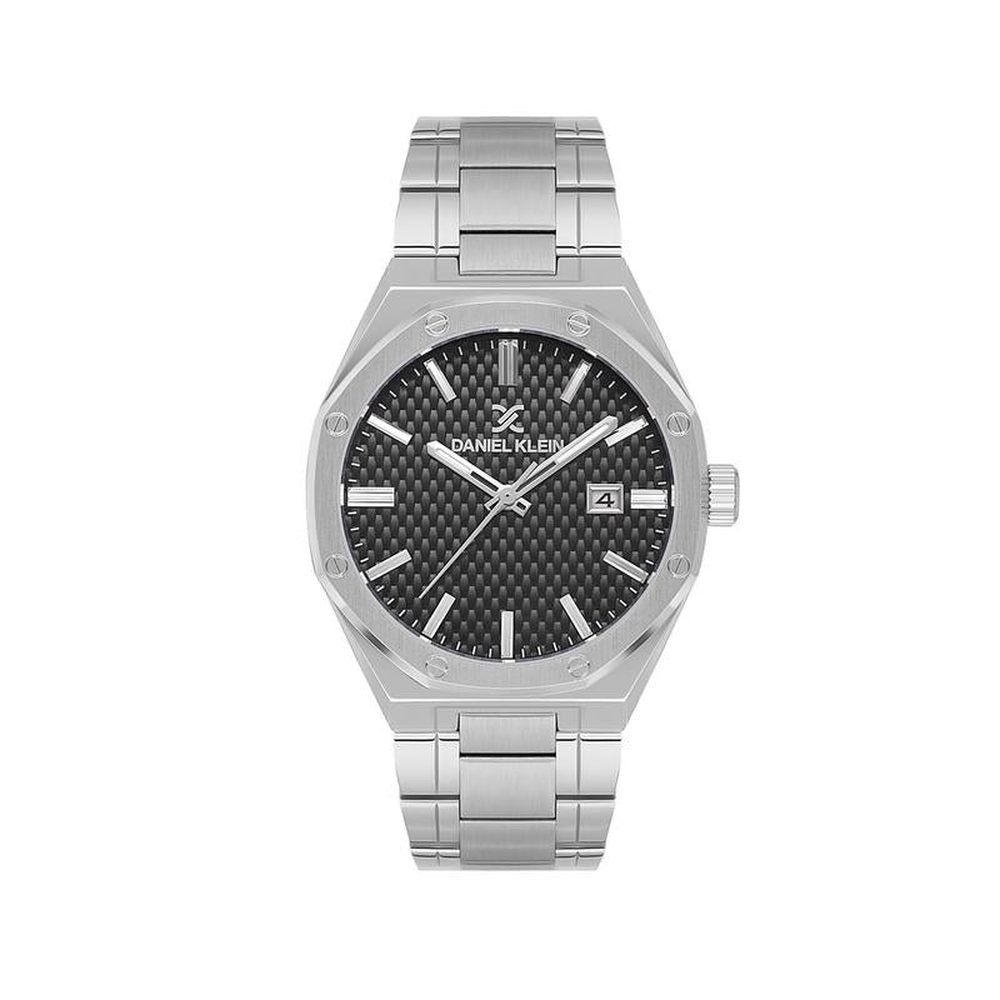 Daniel Klein Mens Black Dial Watch In Silver