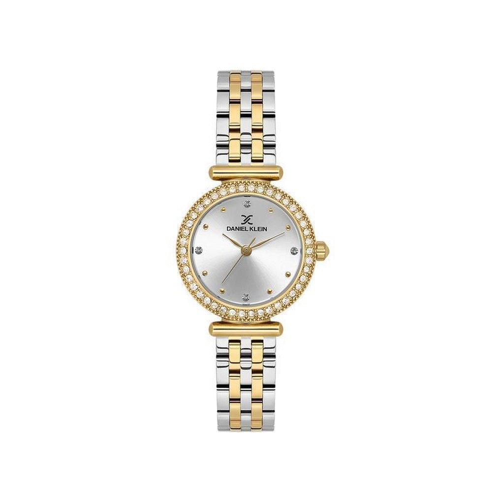 Daniel Klein Ladies Silver Dial Watch In Gold & Silver
