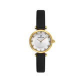 Daniel Klein Ladies Silver Dial Leather Strap Watch In Black