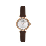 Daniel Klein Ladies Silver Dial Watch In Brown