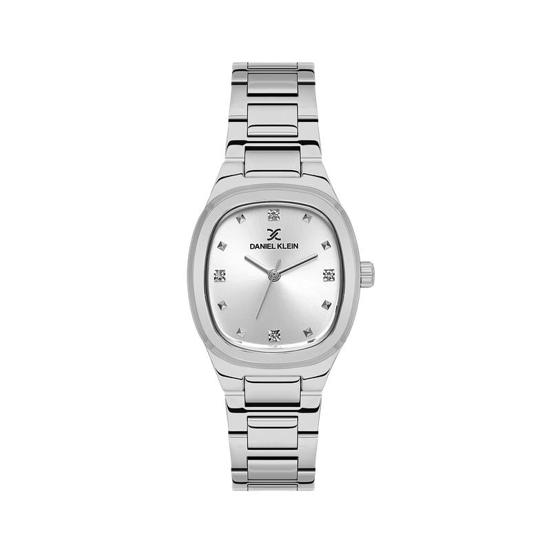 Daniel Klein Womens Cushion Case Stainless Steel Watch In Silver