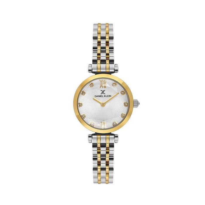 Daniel Klein Ladies Two Tone Strap Watch In Silver