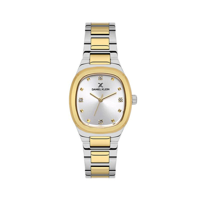 Daniel Klein Womens Cushion Case Two Tone Watch In Gold And Silver
