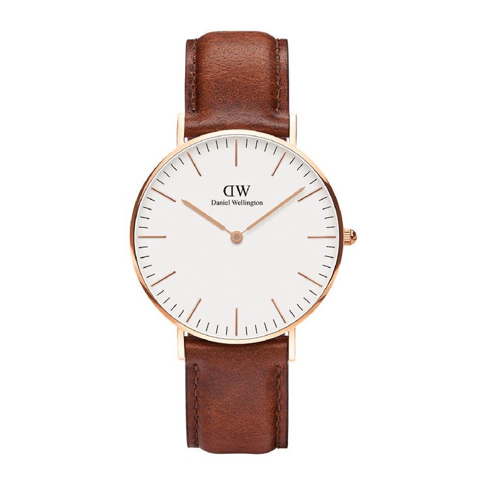 Daniel Wellington Unisex Mawes White Dial Watch In Brown