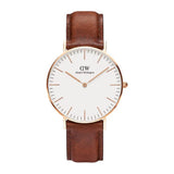 Daniel Wellington Unisex Mawes White Dial Watch In Brown