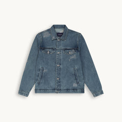 Tshepo Jeans Crown Embroidery Trucker Jacket Blue Wash