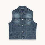 Tshepo Jeans Mens Ovi Monogram Denim Waistcoat In Blue