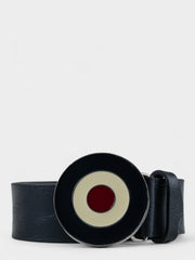 Ben Sherman Target Buckle Leather Belt In Black