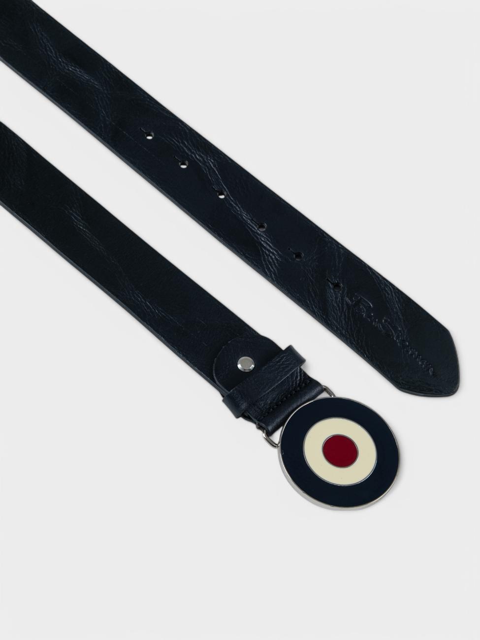 Ben Sherman Target Buckle Leather Belt In Black