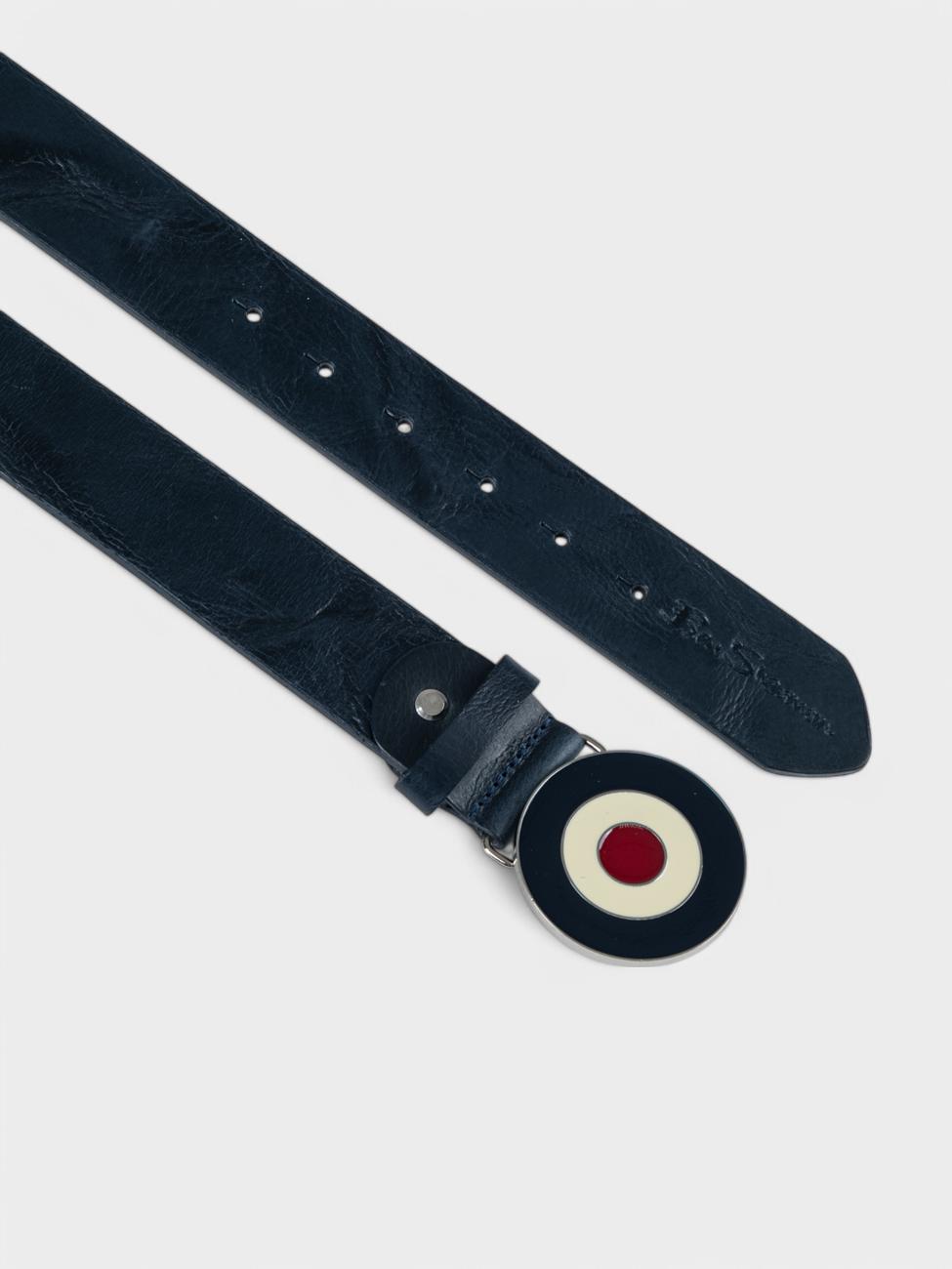 Ben Sherman Distressed Leather Target Buck Navy