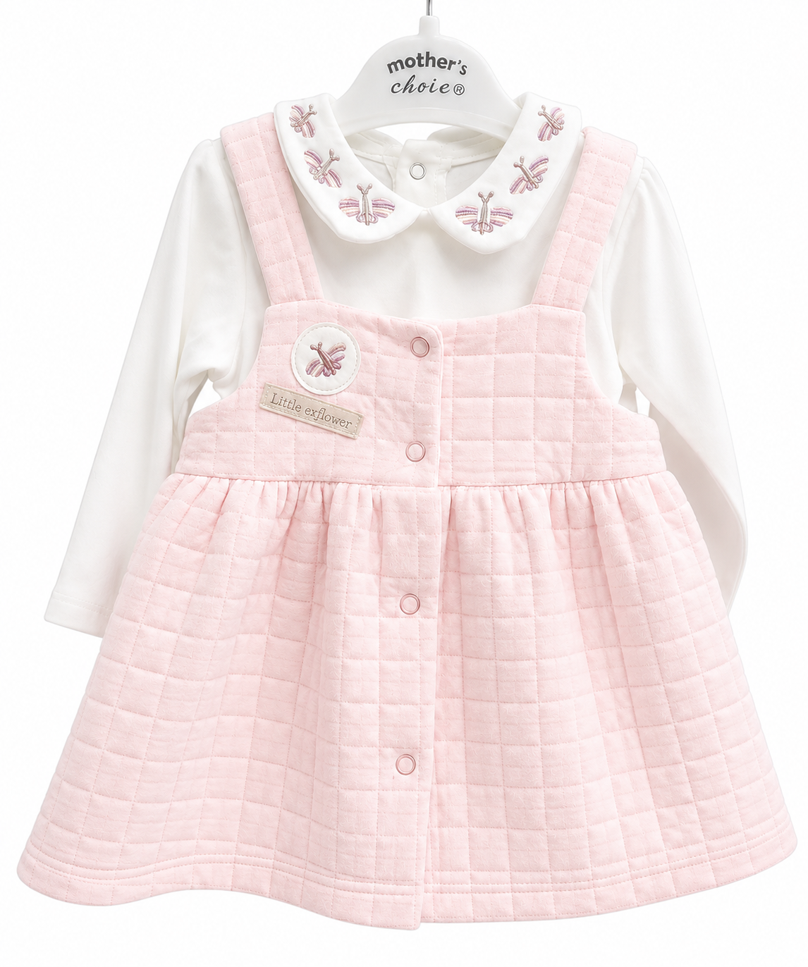 Mother's Choice Kids 2Cpc Quilted Dress In Pink