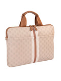 Elle Monogram Slimline Laptop Bag In Beige Multi