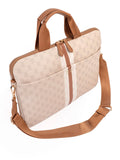 Elle Monogram Slimline Laptop Bag In Beige Multi