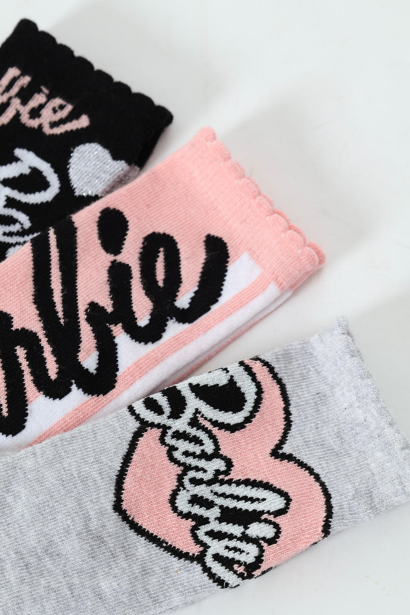 Character Group Girls Barbie 3 Pack Anklet Socks In Multi
