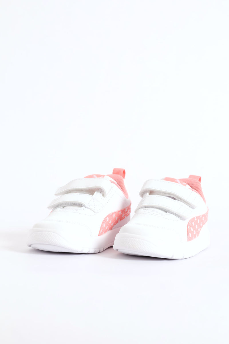 Puma Girls Courtfelx V3 Dotty V Inf Shoes In White & Pink