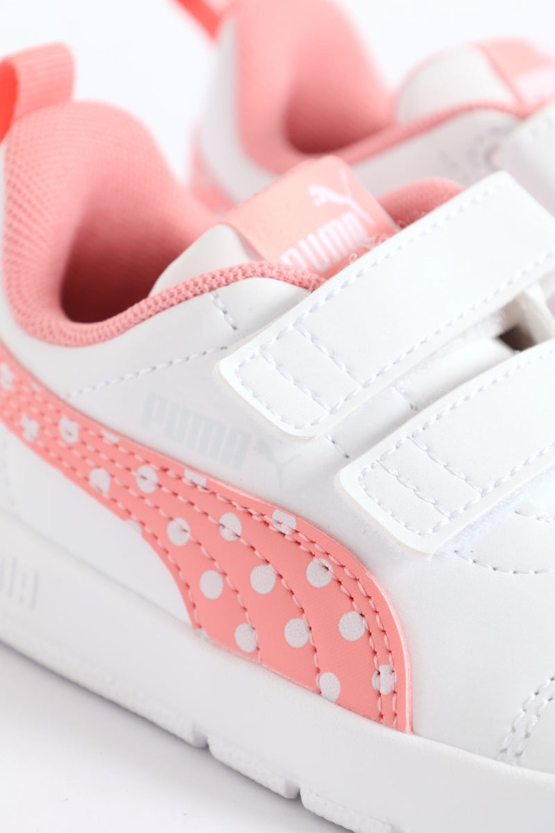 Puma Girls Courtfelx V3 Dotty V Inf Shoes In White & Pink