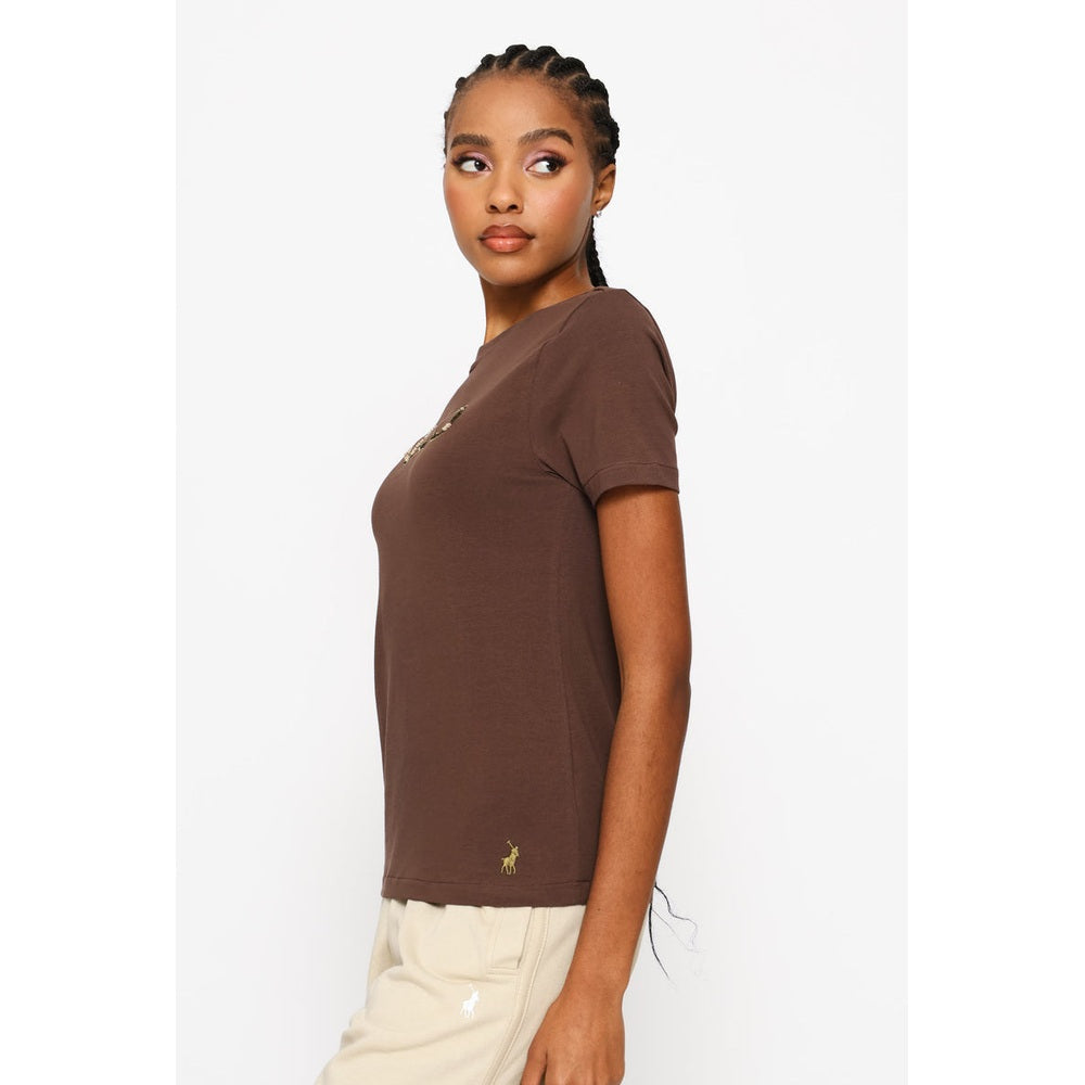 Polo Womens Anele Embelished T-Shirt I Chocolate