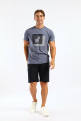 Polo Mens Block Printed Ss Tee Blue