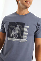 Polo Mens Block Printed Ss Tee Blue