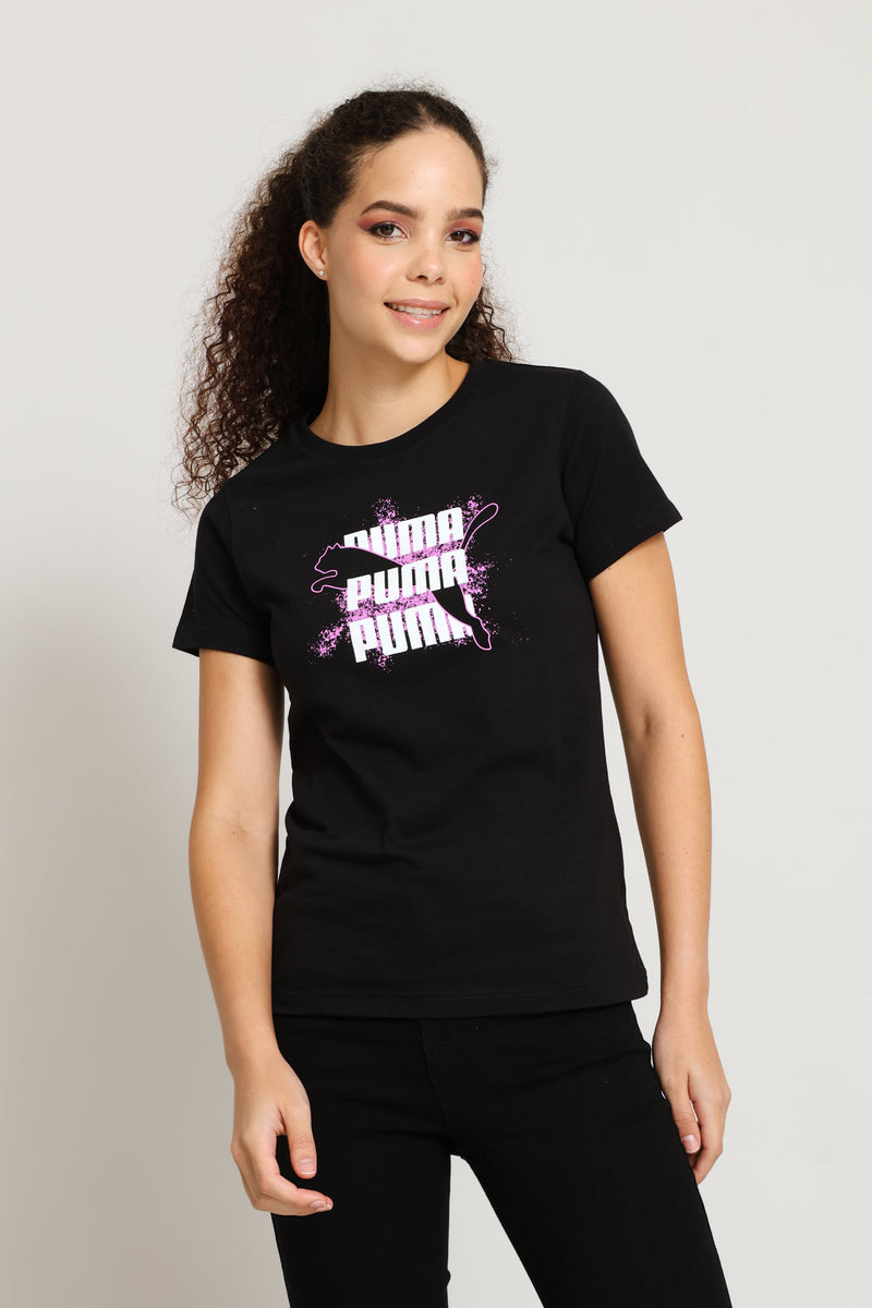 Puma Womens Graphics Logo Tee W Black