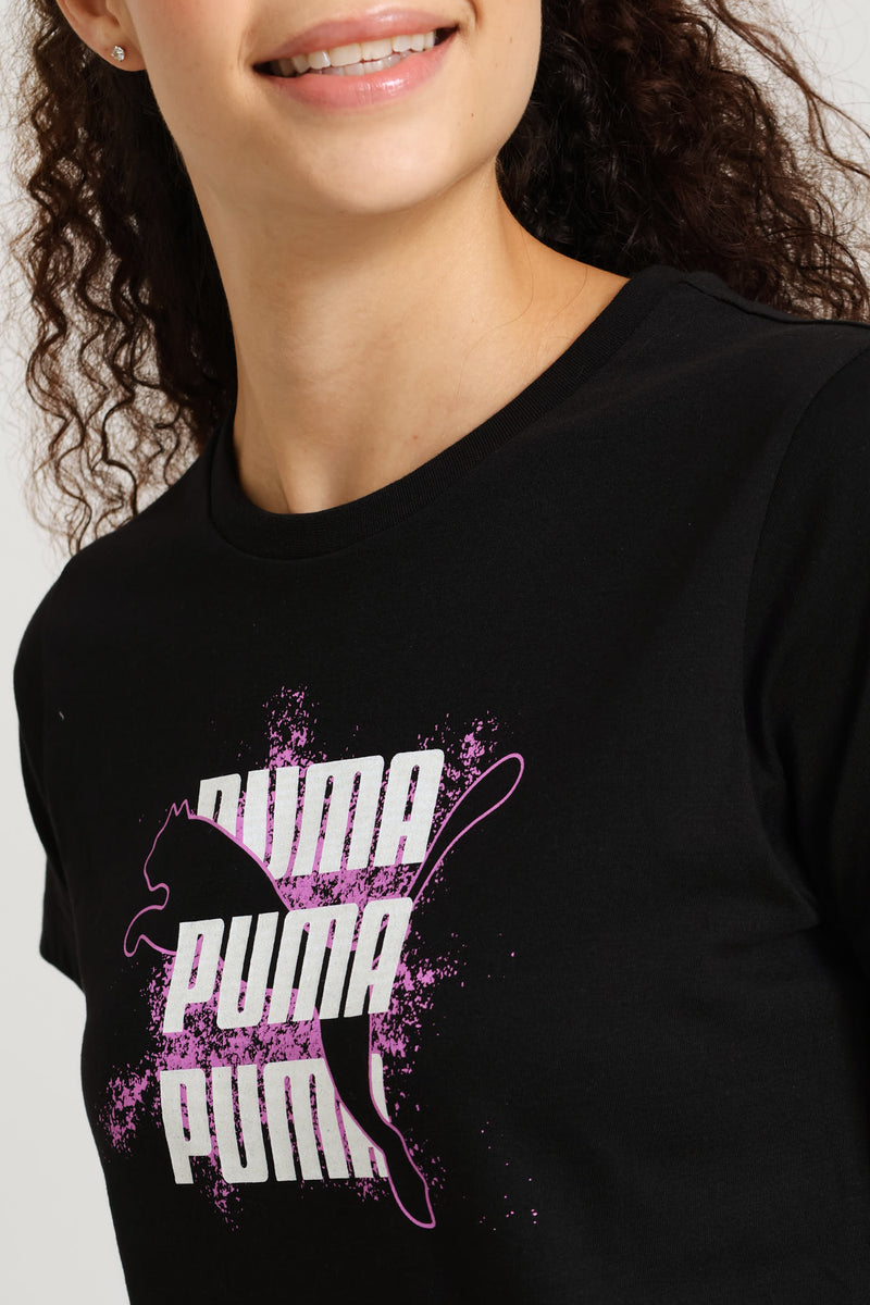 Puma Womens Graphics Logo Tee W Black
