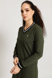 Polo Ladies Cory Pique Long Sleeve Dress In Olive