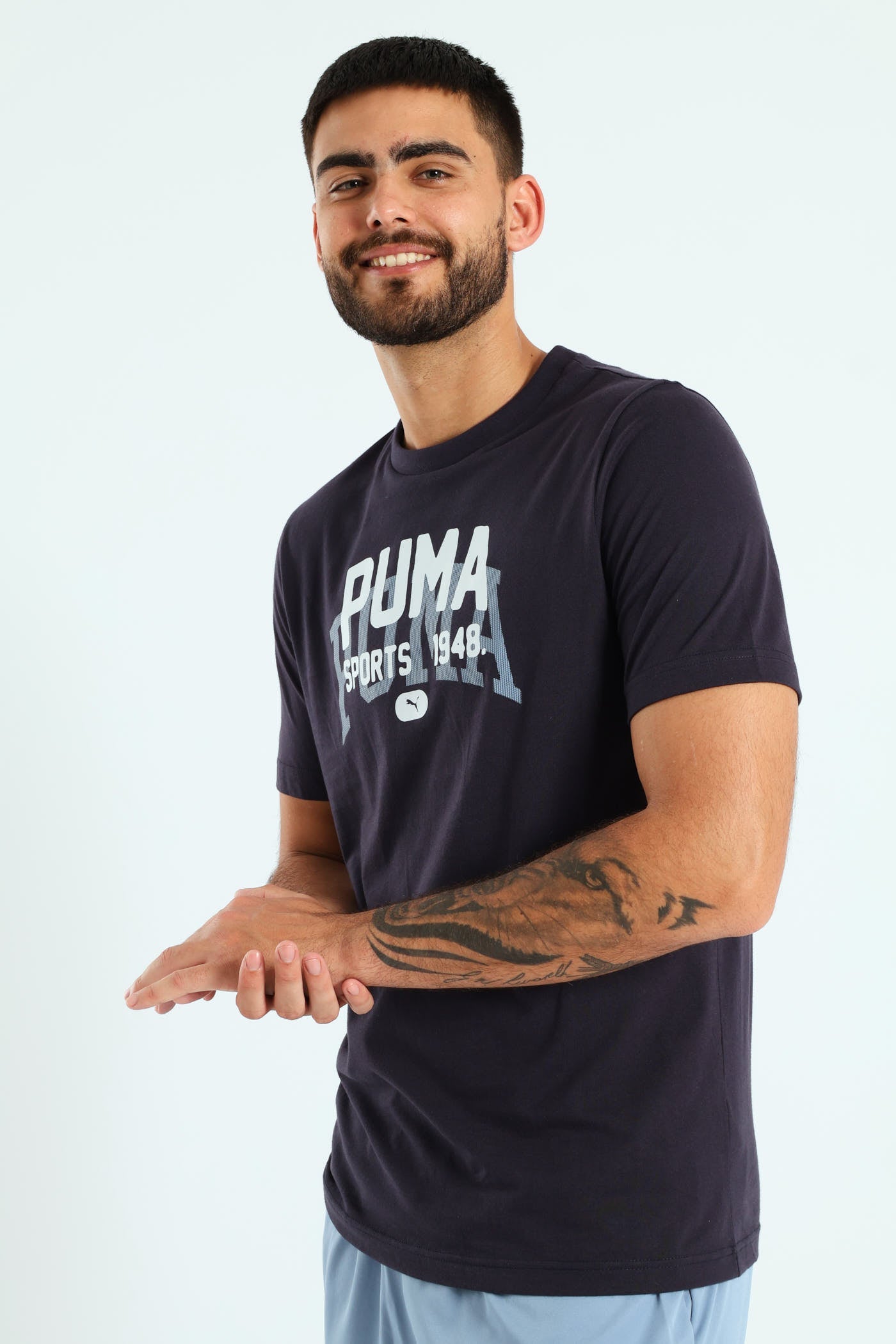 Puma Mens Graphic Varsity T-Shirts In Navy