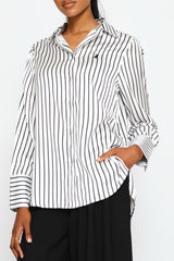 Polo Womens Nia Long Sleeve Stripe Blouse In White