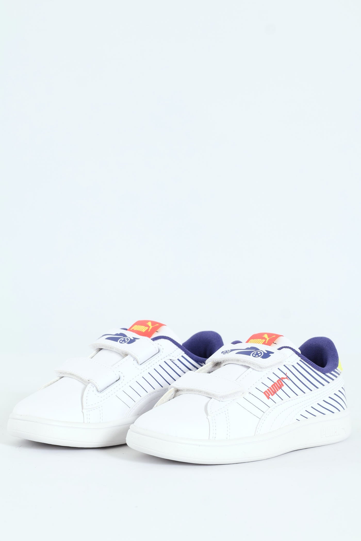 Puma Kids Smash 3.0 Poised 2 Race V Inf White/Blue Sneakers