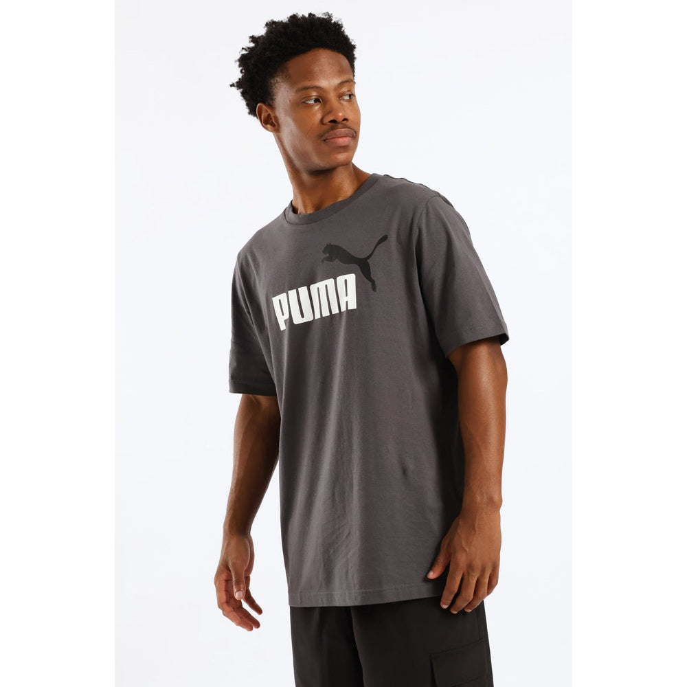 Puma Mens Essentials 2 Color No.1 Logo Short Sleeves T-Shirt In Moody Gray