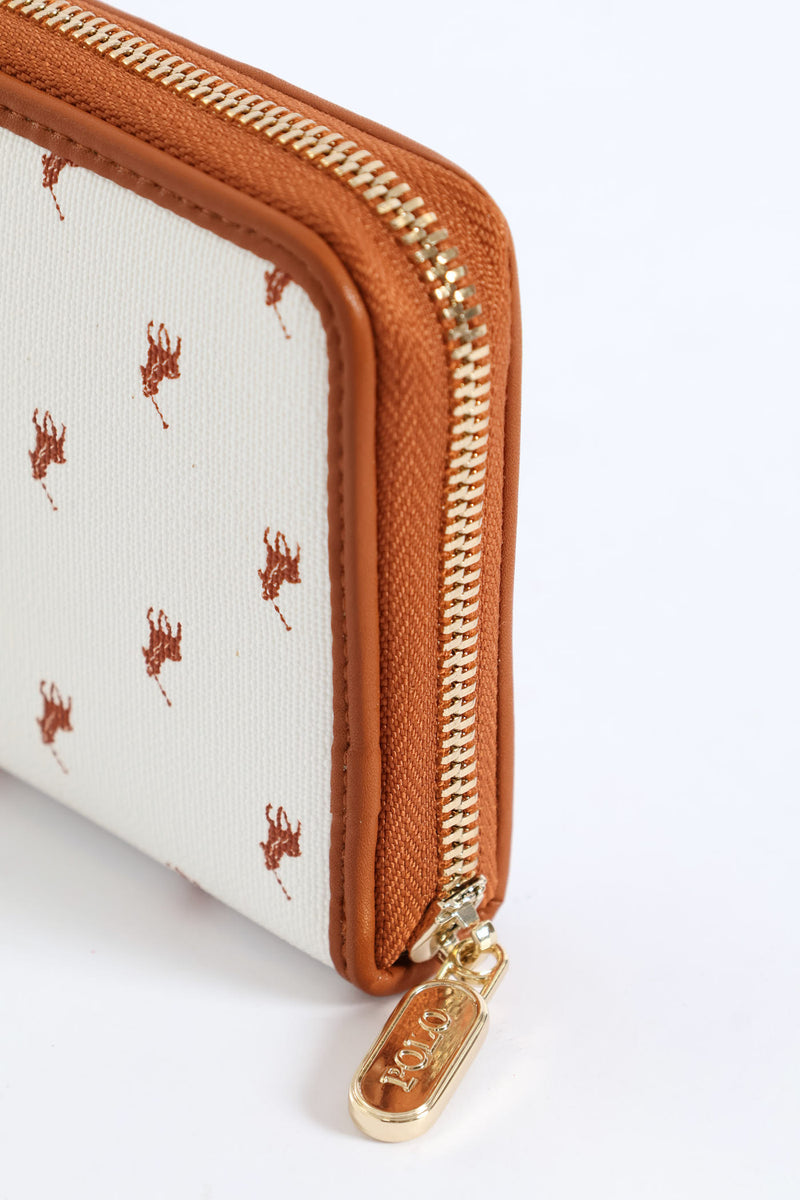 Polo Iconic Medium Zip Around Purse In Brown