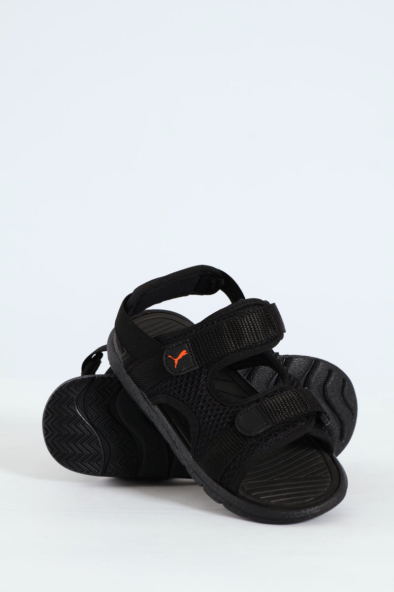 Puma Boys Crony Evolve 2.0 Zadp Ps Sandals In Black & Red