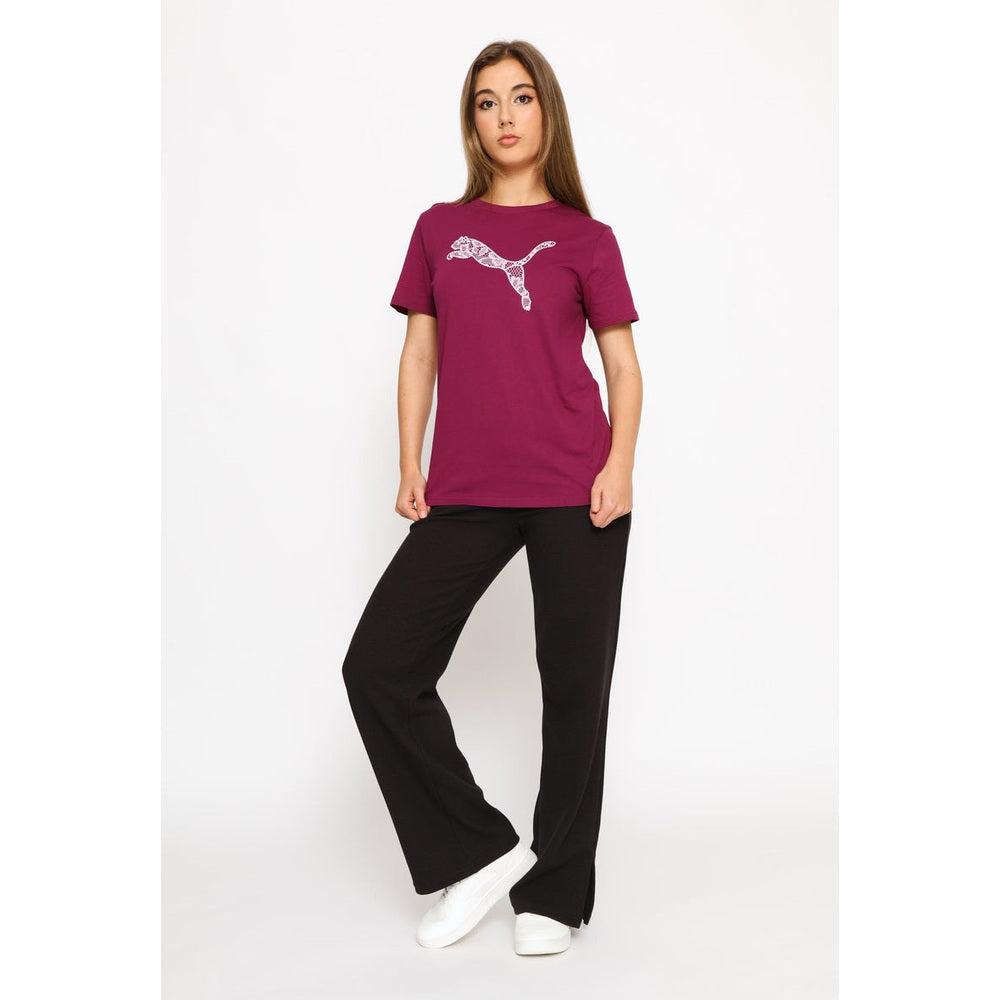 Puma Girls Graphic Lace Cat Short Sleeves T-Shirt In Fuschia