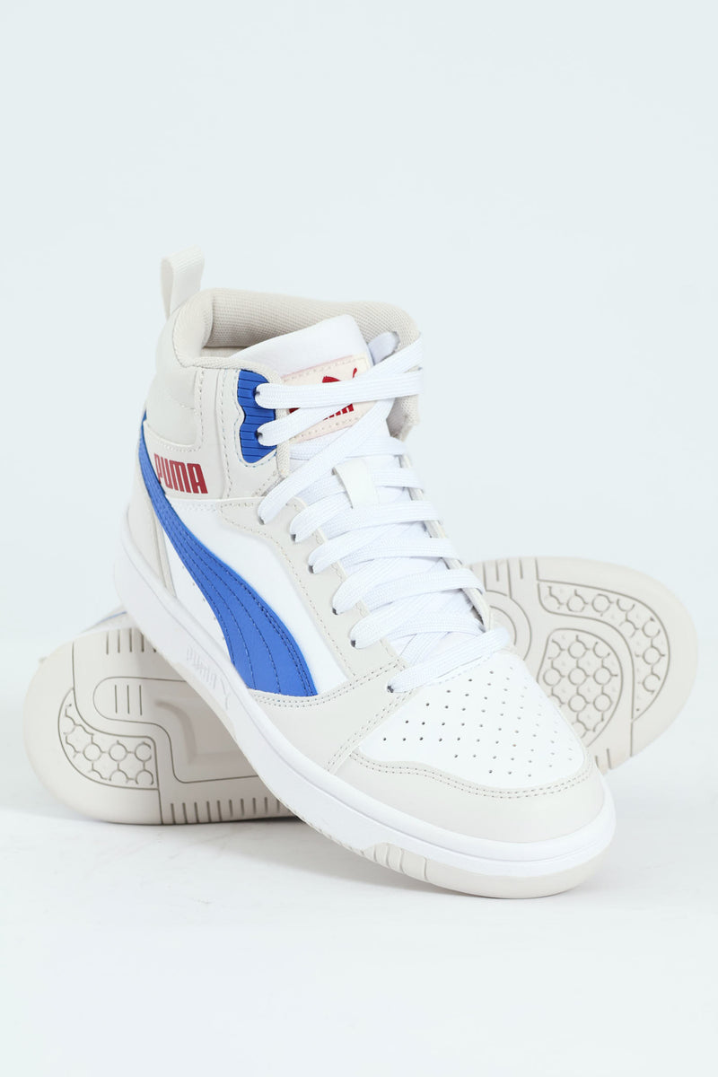 Puma Rebound V6 Mid Jr Shoes In White Multi