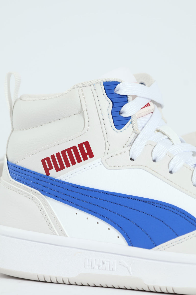 Puma Rebound V6 Mid Jr Shoes In White Multi