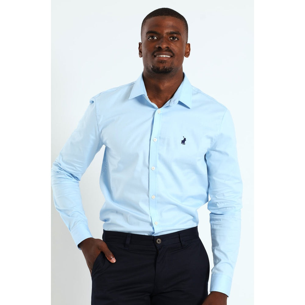Polo Mens Slim Fit Stretch Shirt In Light Blue