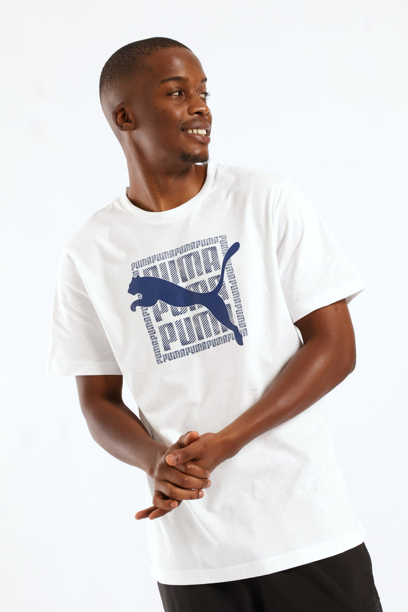 Puma Mens Graphic Wording T-Shirt In White – Sedgars SA
