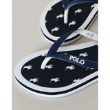 Polo Boys Monogram Flip Flops In Navy/White
