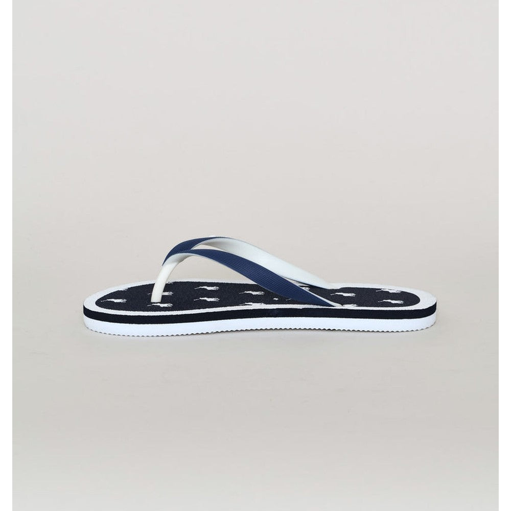 Polo Boys Monogram Flip Flops In Navy/White