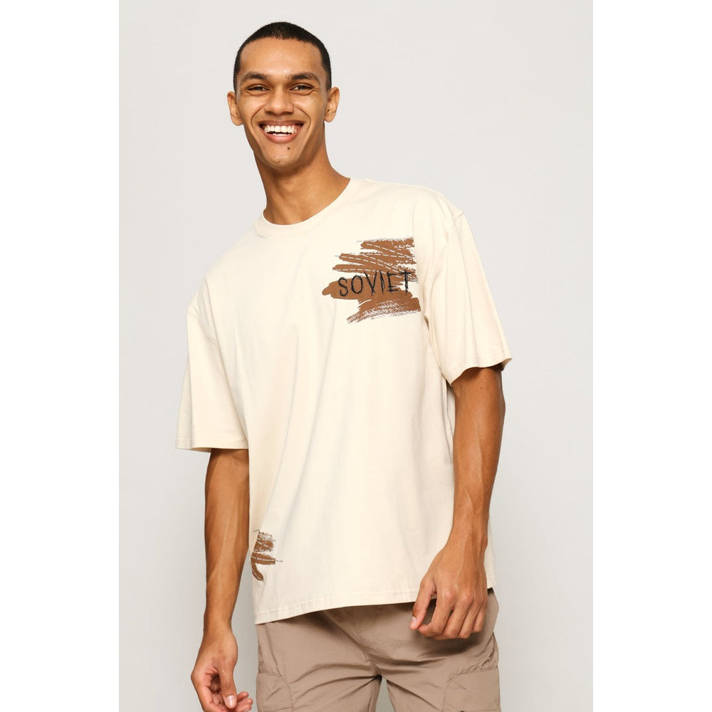 Soviet Mens Smith Short Sleeves Fashion Box Fit T-Shirt Ion Sand/Brown