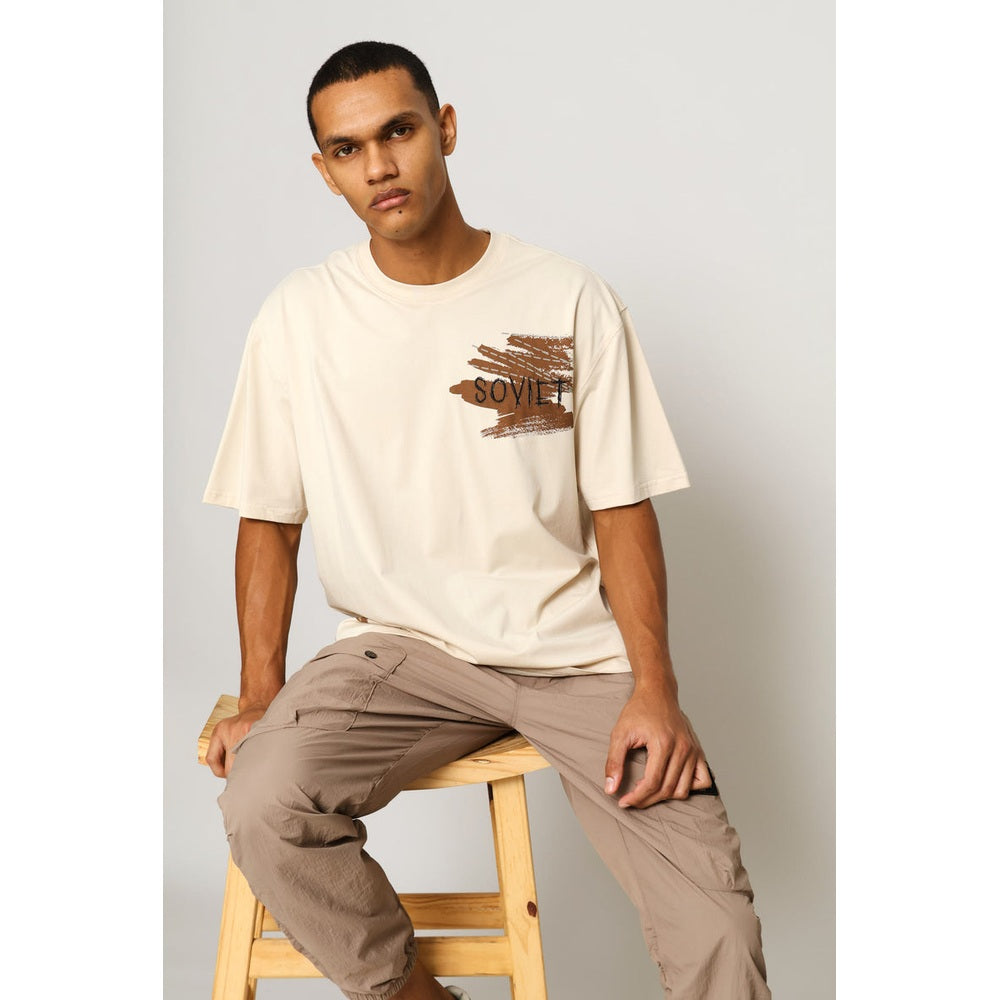 Soviet Mens Smith Short Sleeves Fashion Box Fit T-Shirt Ion Sand/Brown