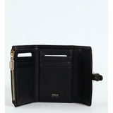 Polo Savoy Compact Trifold Purse In Black