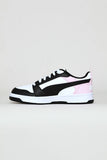 Puma Girls Rebound V6 Lo Jr Sneakers In Black,White And Pink